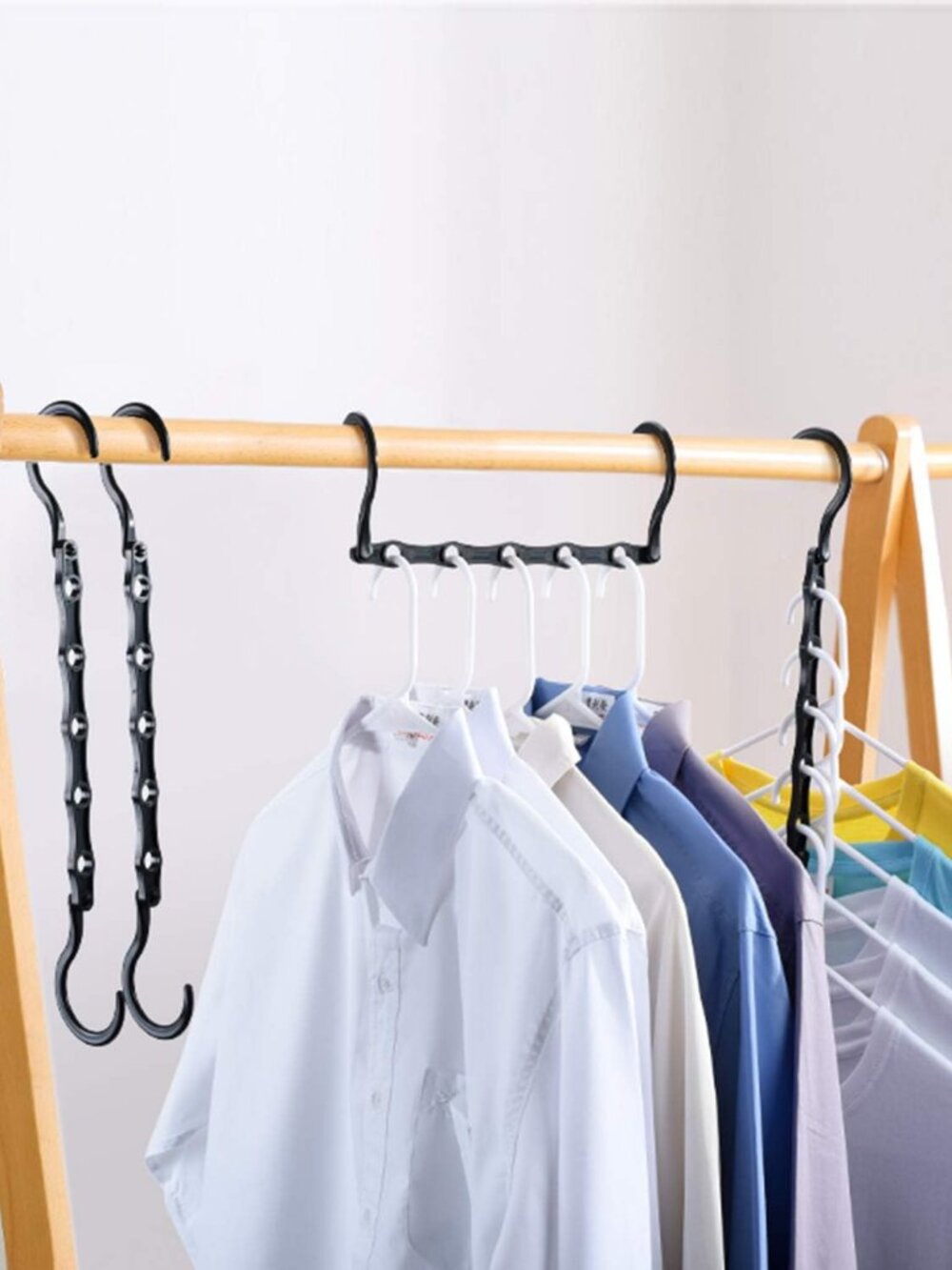 Set of 30 Black Hangers - Space Saving Cascading Closet Organizers